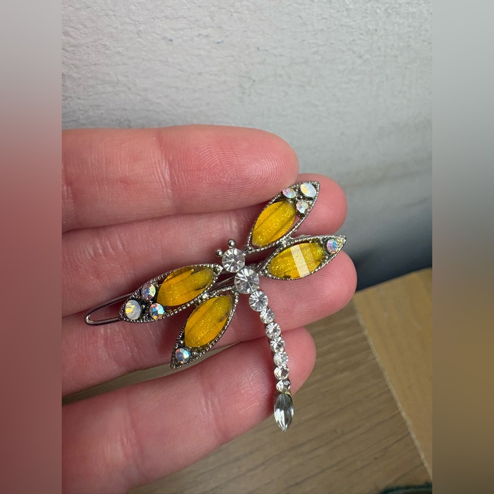 Crystal dragonfly hair clip